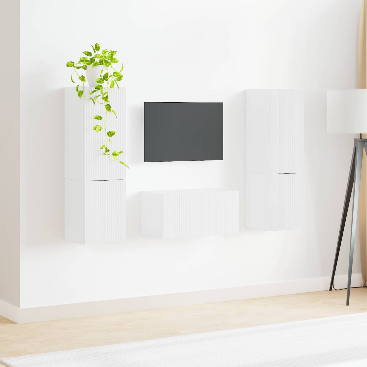 TV szekrény garnitúra 5 pcs Magas Fényű Fehér Szerelt Fa