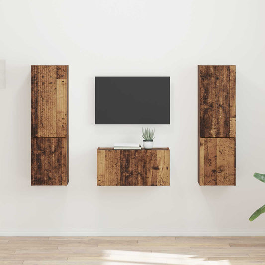 TV szekrény garnitúra 5 pcs Öreg fa Faanyag