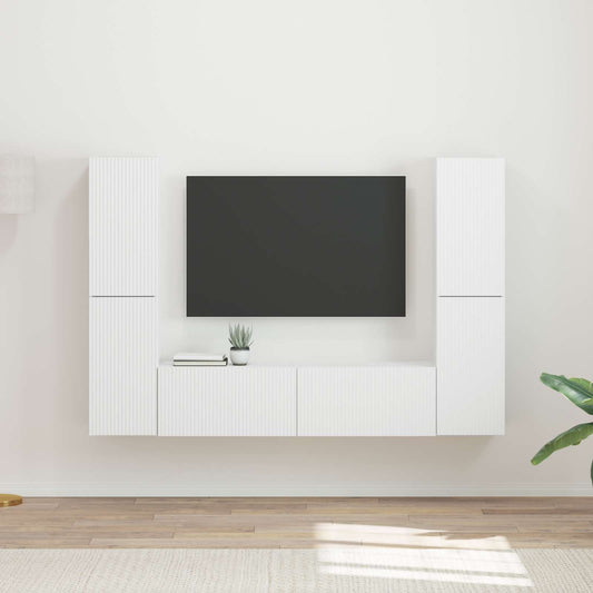 TV szekrény garnitúra 6 pcs Fehér Faanyag