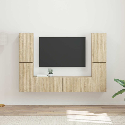TV szekrény garnitúra 6 pcs Sonoma tölgy Faanyag