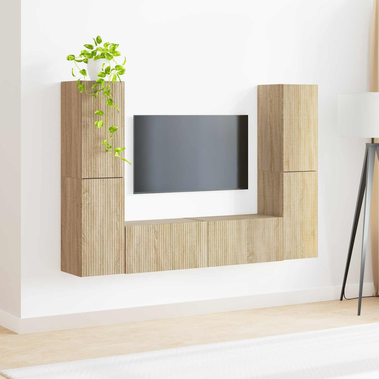 TV szekrény garnitúra 6 pcs Sonoma tölgy Szerelt Fa