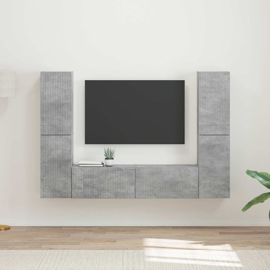 TV szekrény garnitúra 6 pcs Beton Szürke Faanyag