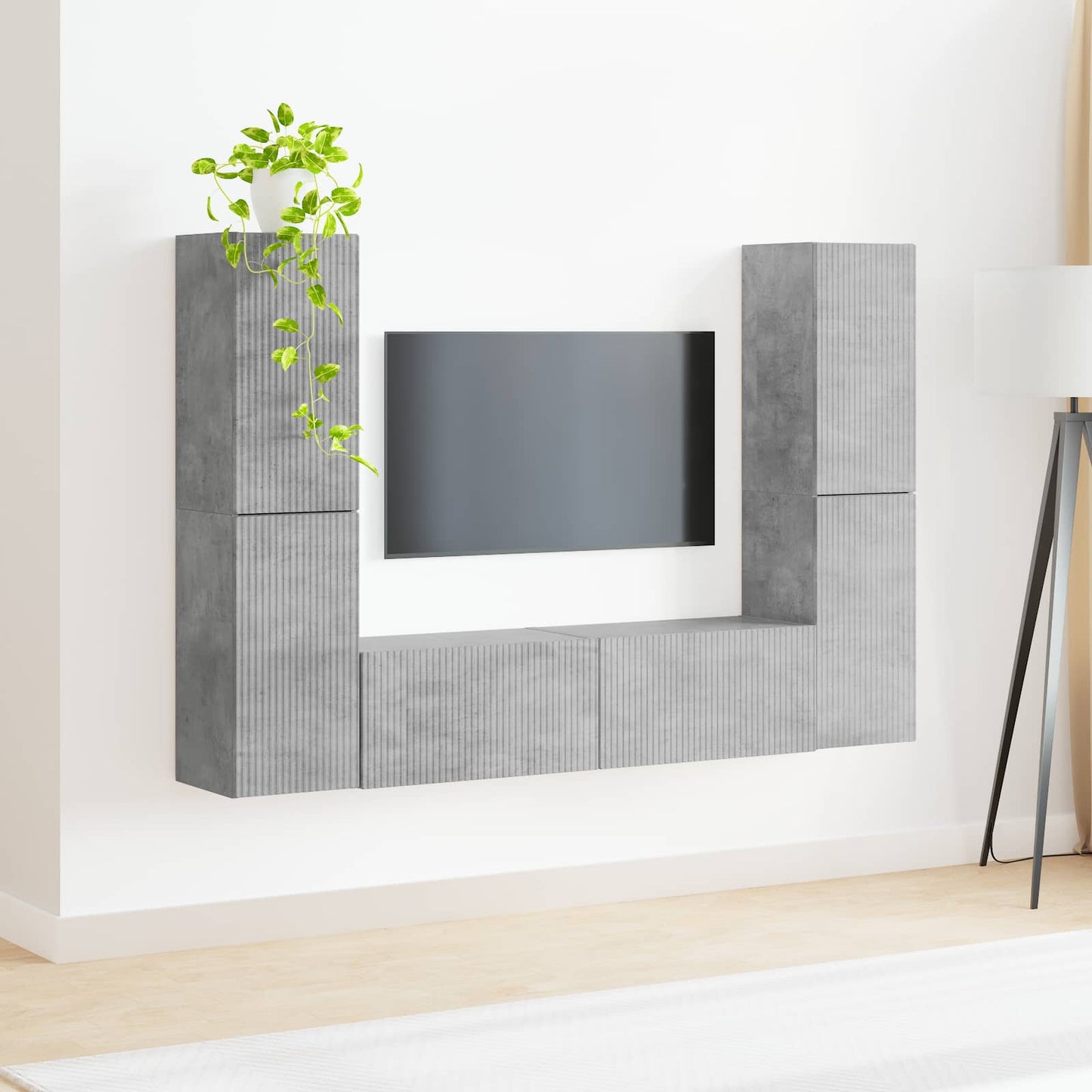 TV szekrény garnitúra 6 pcs Beton Szürke Szerelt Fa