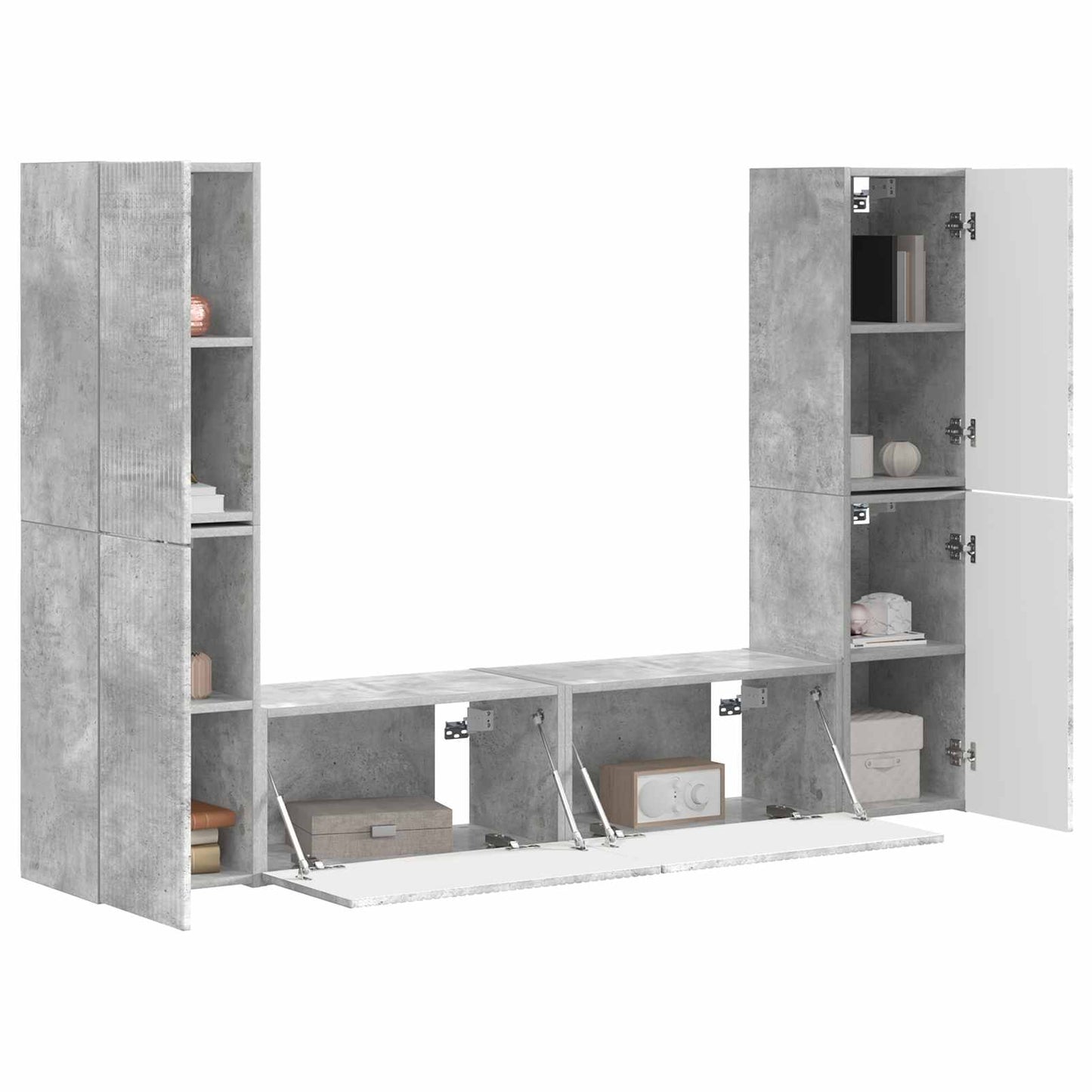TV szekrény garnitúra 6 pcs Beton Szürke Szerelt Fa