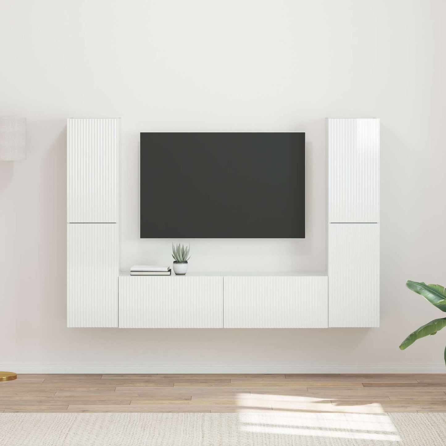TV szekrény garnitúra 6 pcs Magas Fényű Fehér Faanyag