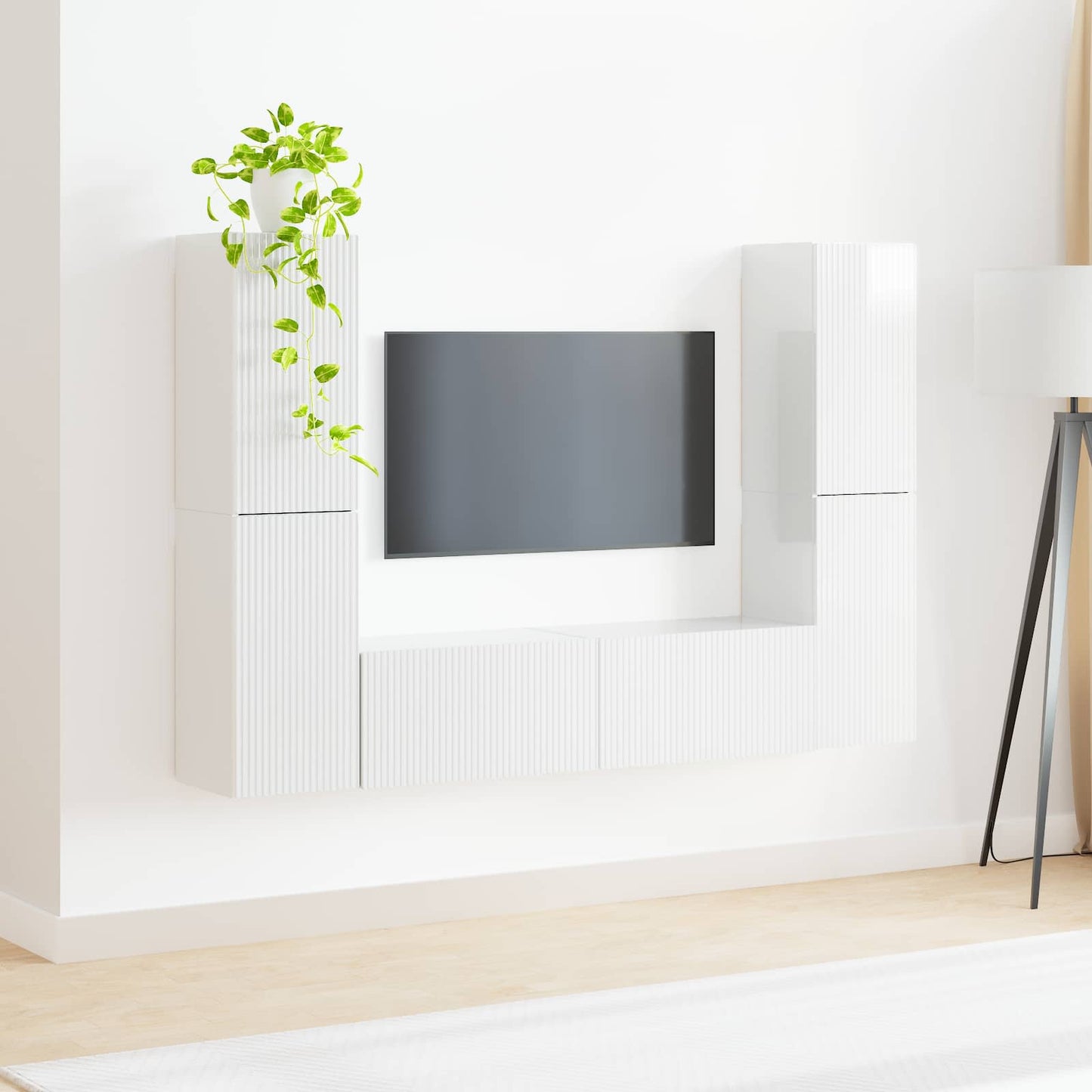 TV szekrény garnitúra 6 pcs Magas Fényű Fehér Szerelt Fa