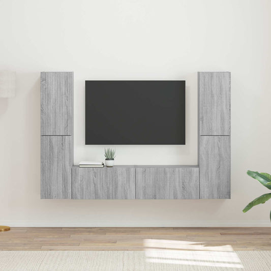 TV szekrény garnitúra 6 pcs Szürke Sonoma Faanyag