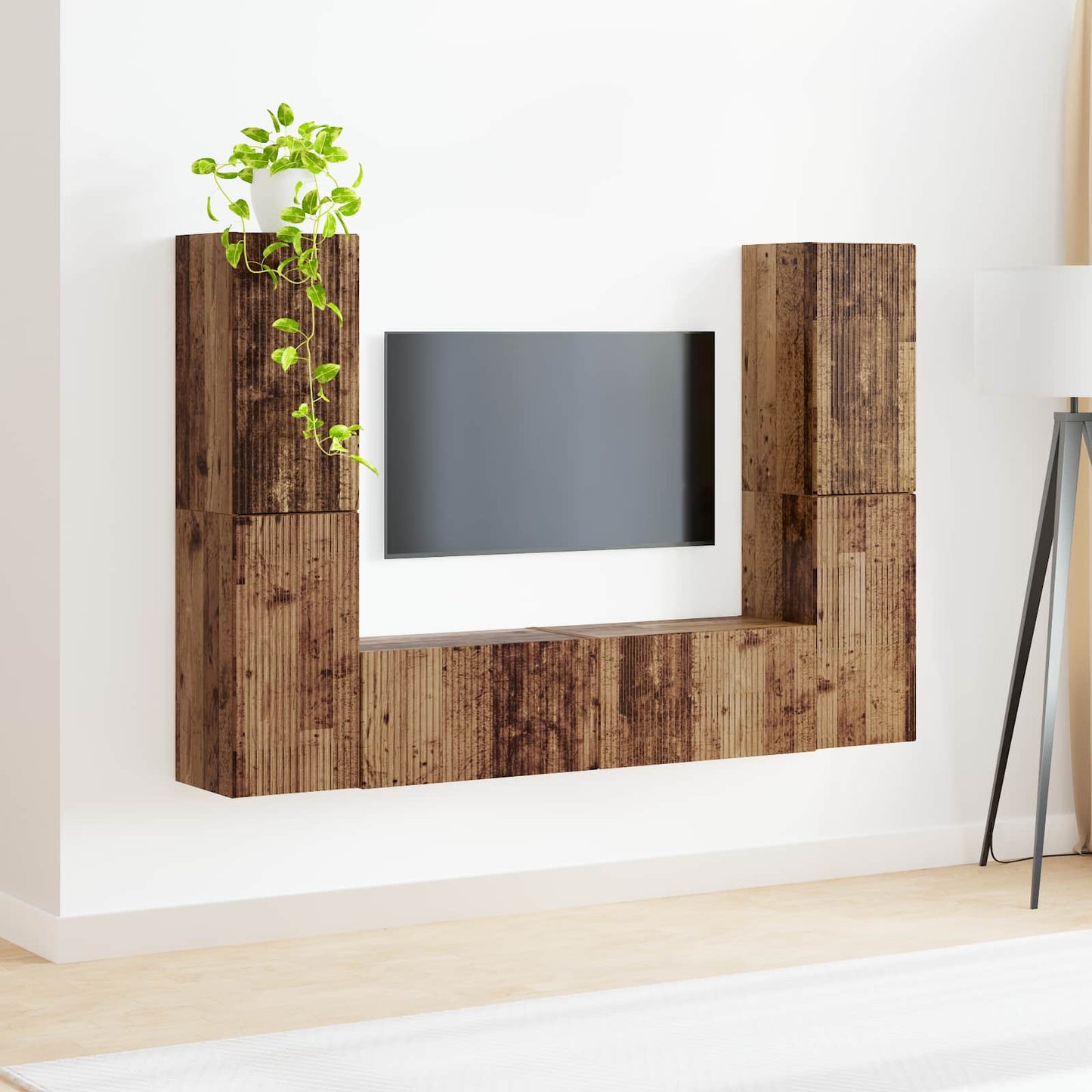 TV szekrény garnitúra 6 pcs Öreg fa Faanyag
