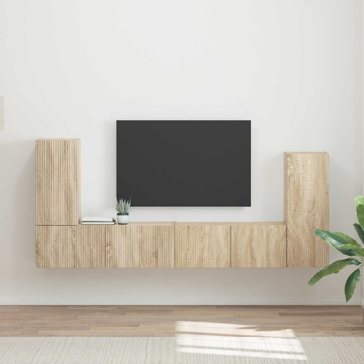 TV szekrény garnitúra 4 pcs Sonoma tölgy Szerelt Fa
