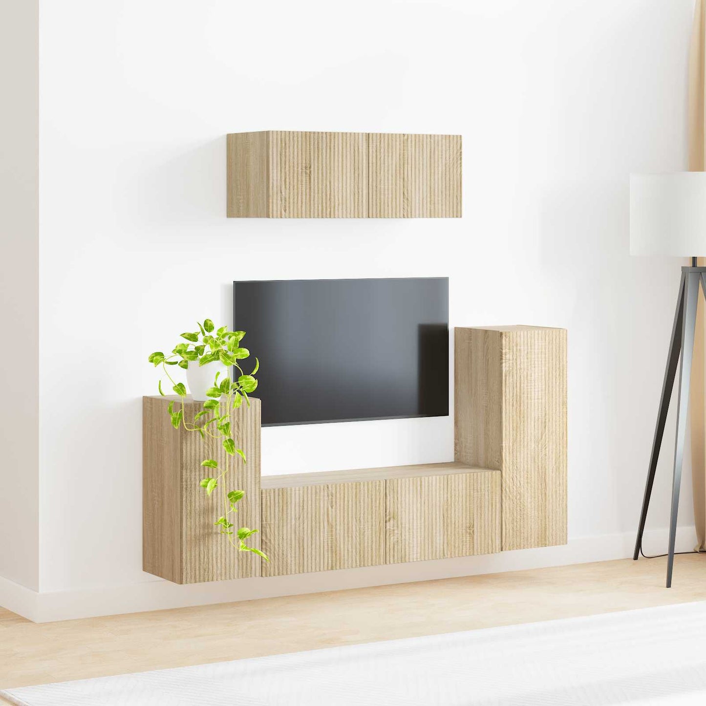 TV szekrény garnitúra 4 pcs Sonoma tölgy Szerelt Fa