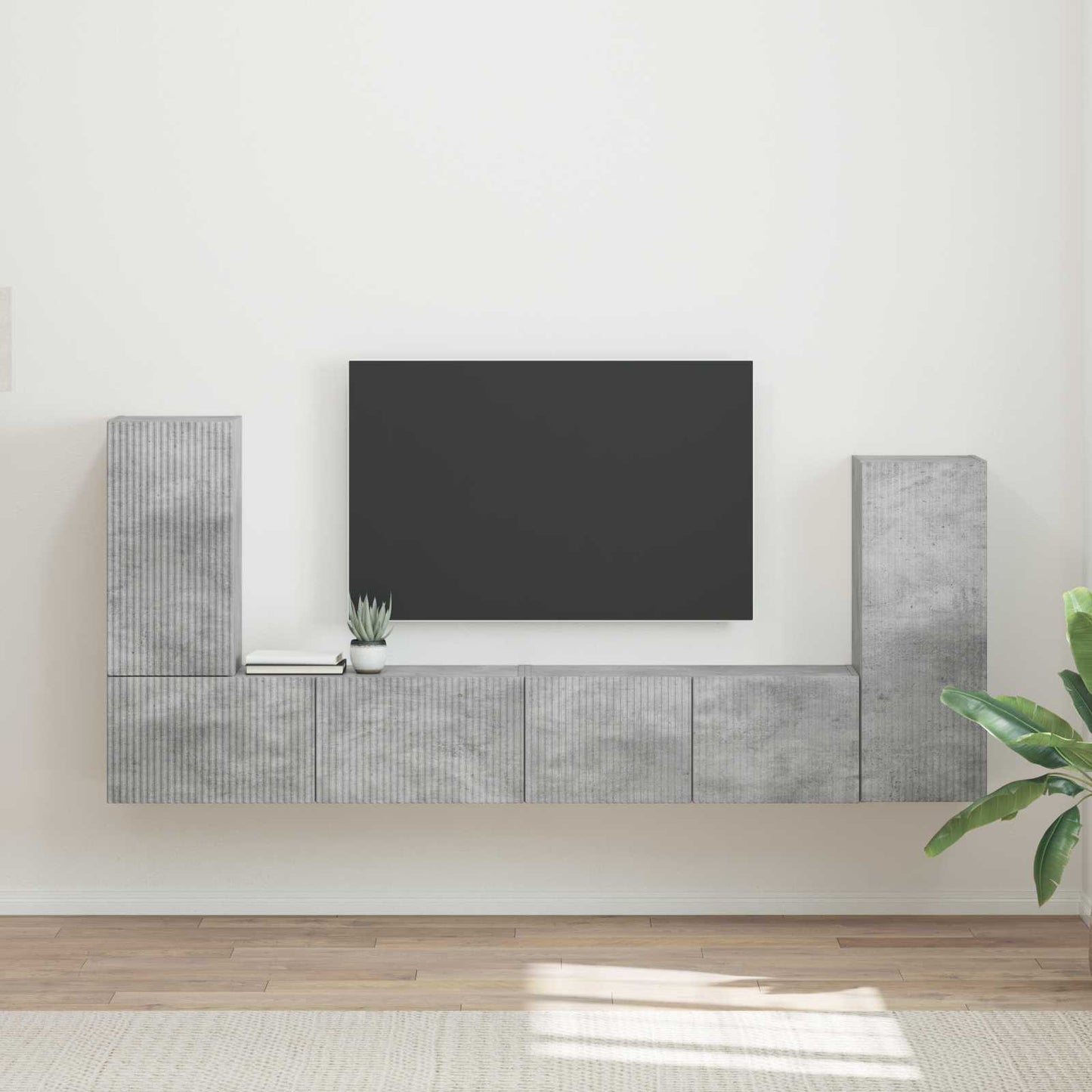 TV szekrény garnitúra 4 pcs Beton Szürke Szerelt Fa