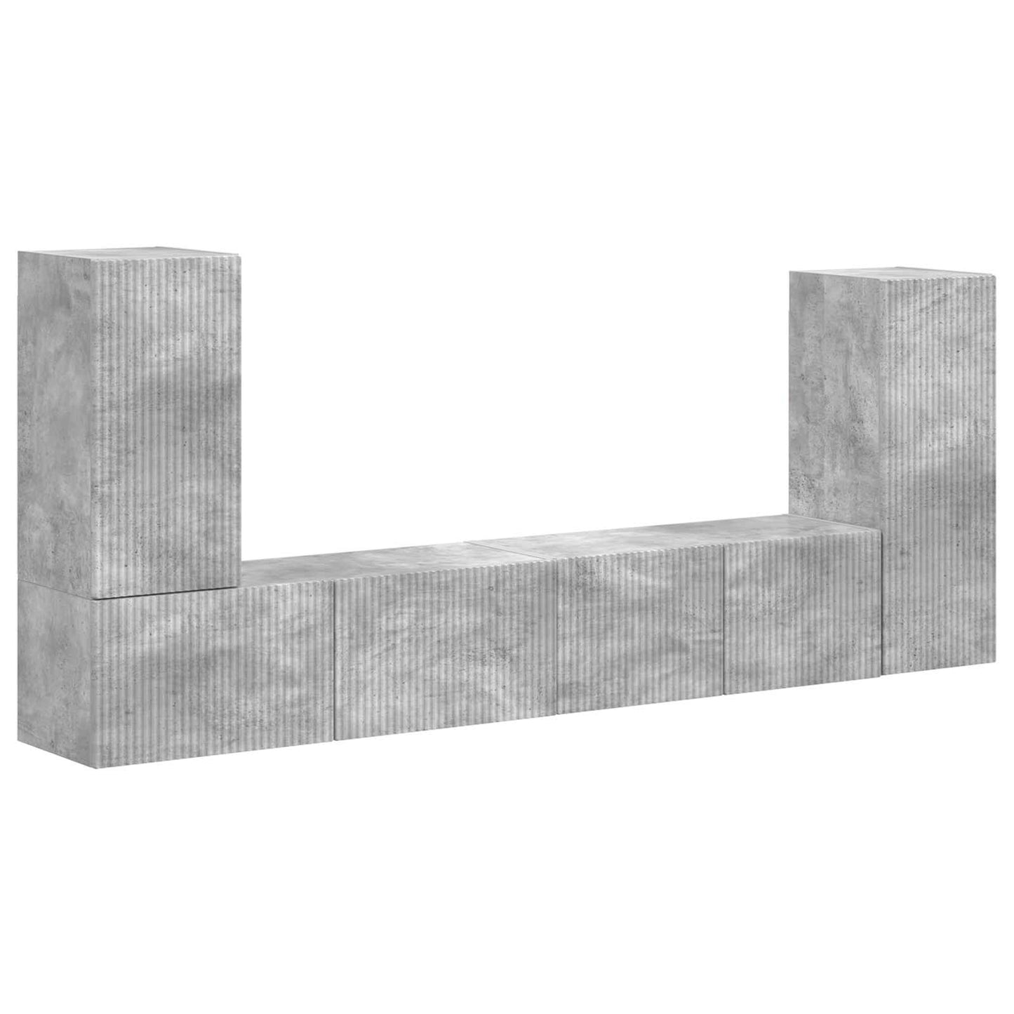 TV szekrény garnitúra 4 pcs Beton Szürke Szerelt Fa