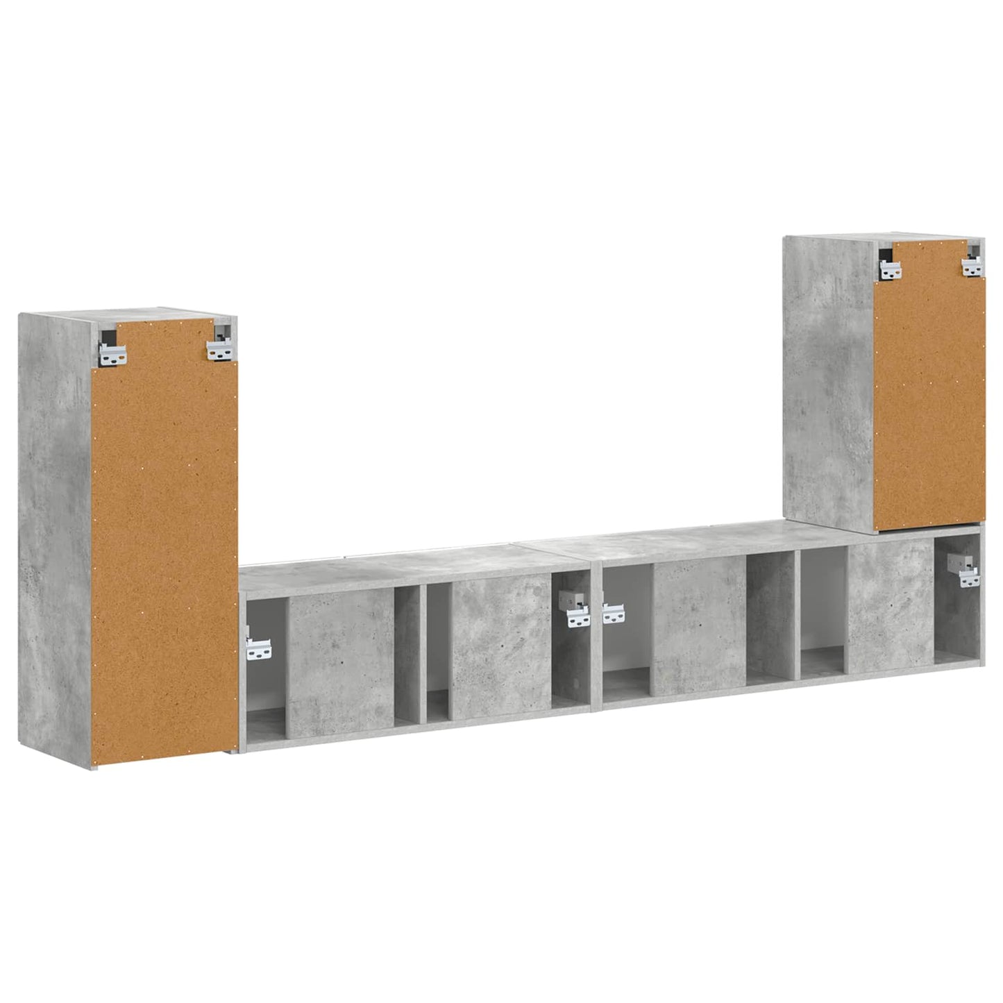 TV szekrény garnitúra 4 pcs Beton Szürke Szerelt Fa