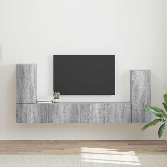TV szekrény garnitúra 4 pcs Szürke Sonoma Faanyag