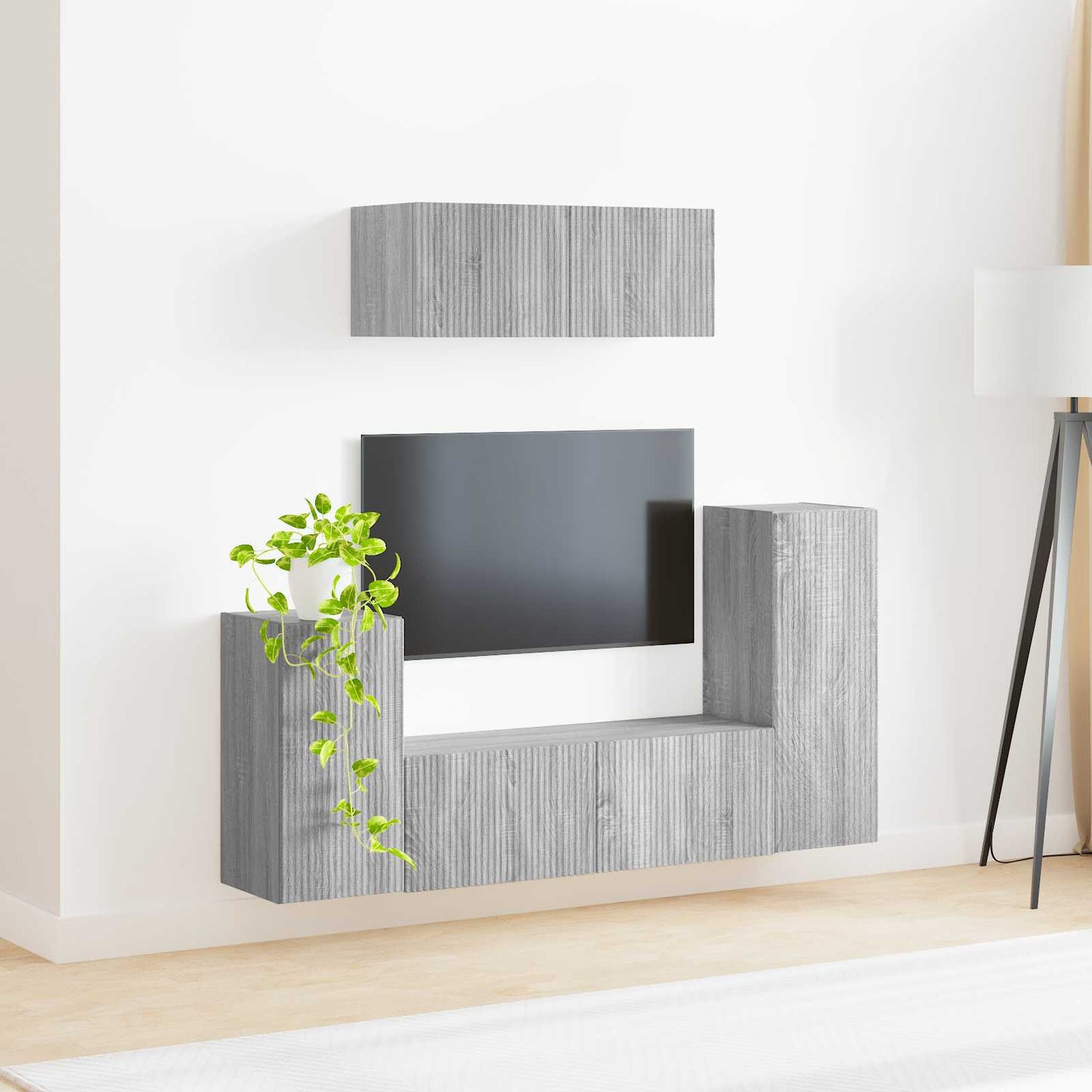 TV szekrény garnitúra 4 pcs Szürke Sonoma Faanyag