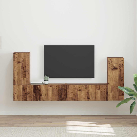 TV szekrény garnitúra 4 pcs Öreg fa Faanyag