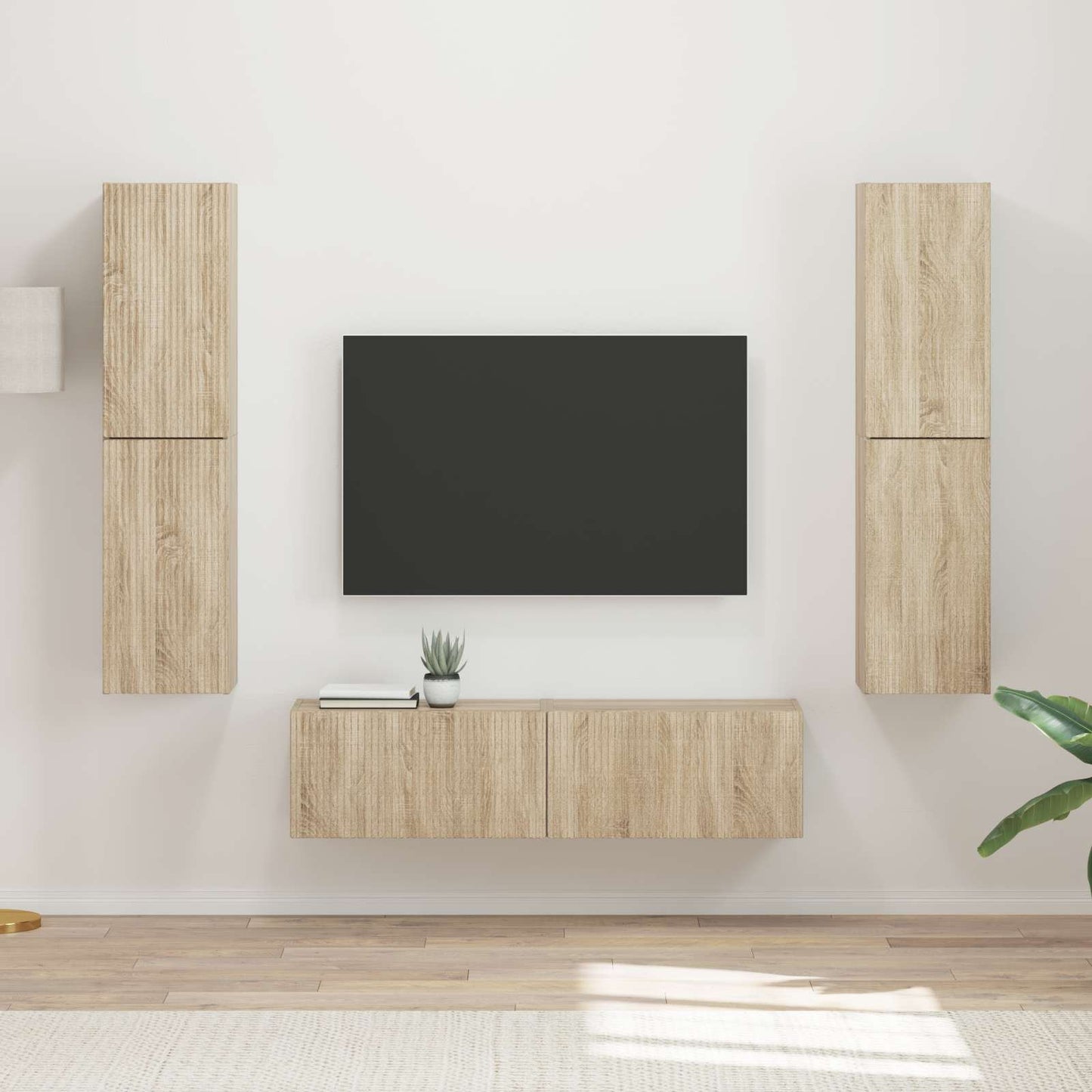 TV szekrény garnitúra 6 pcs Sonoma tölgy Szerelt Fa