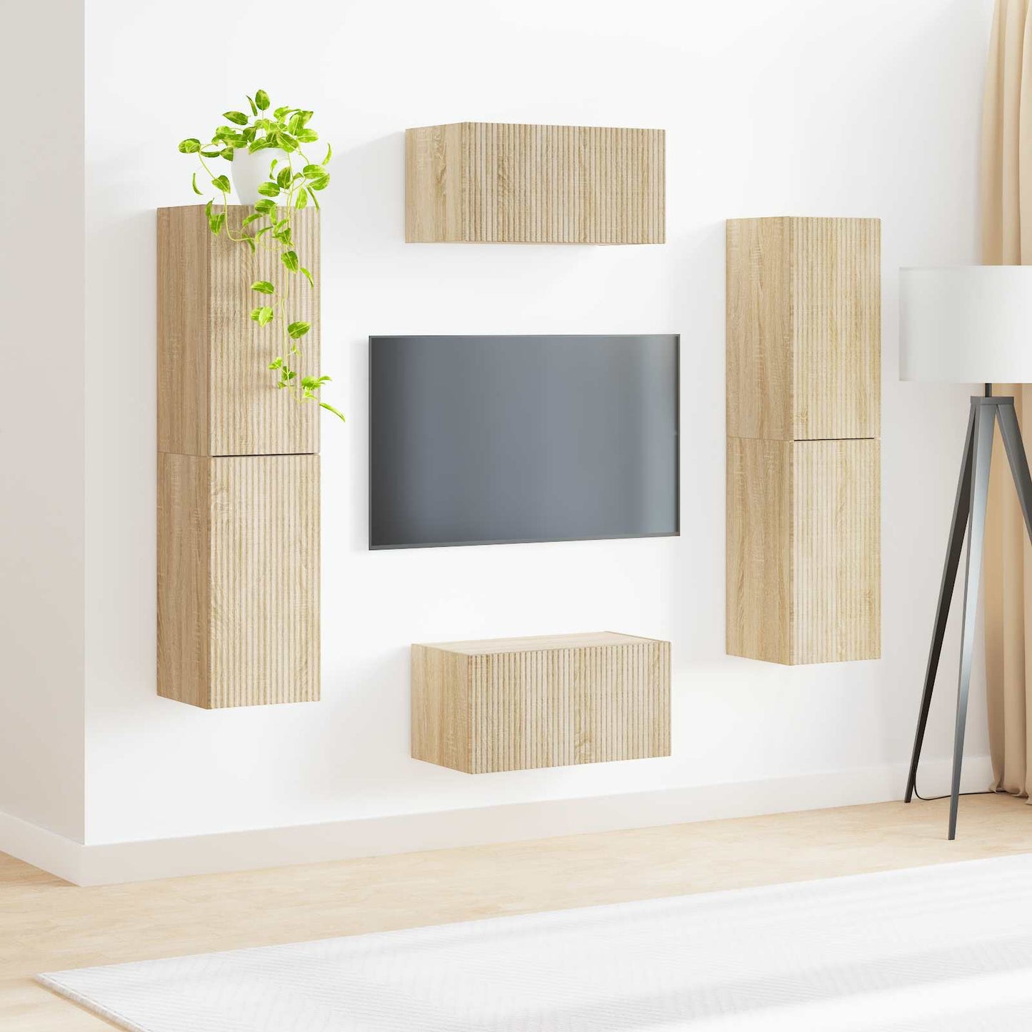 TV szekrény garnitúra 6 pcs Sonoma tölgy Szerelt Fa