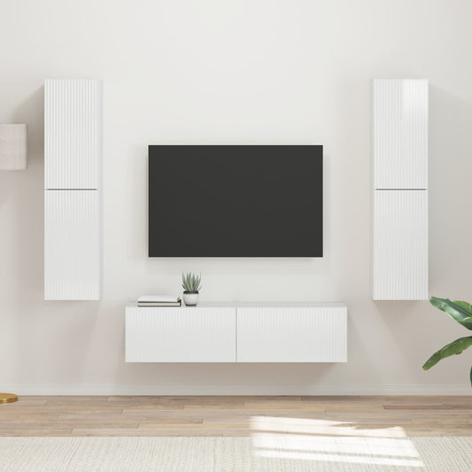 TV szekrény garnitúra 6 pcs Magas Fényű Fehér Faanyag