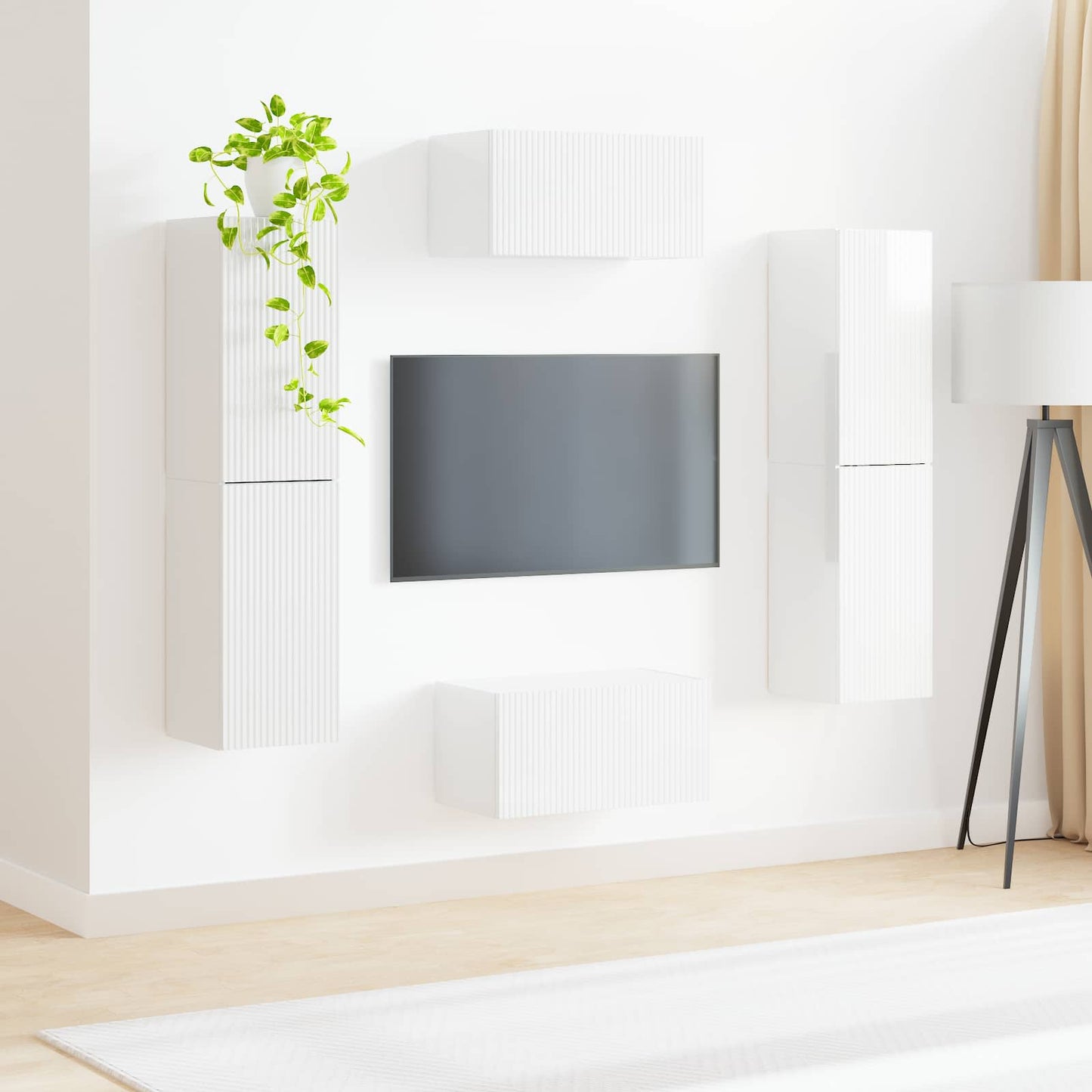 TV szekrény garnitúra 6 pcs Magas Fényű Fehér Szerelt Fa