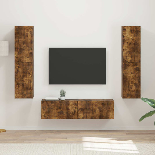 TV szekrény garnitúra 6 pcs Füstölt tölgy Faanyag