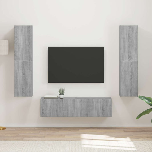 TV szekrény garnitúra 6 pcs Szürke Sonoma Faanyag