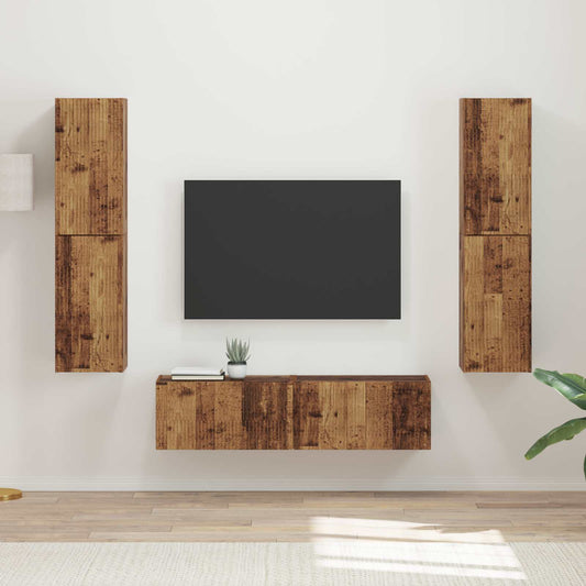 TV szekrény garnitúra 6 pcs Öreg fa Faanyag
