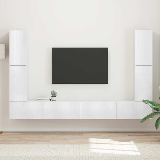 TV szekrény garnitúra 8 pcs Magas Fényű Fehér Faanyag