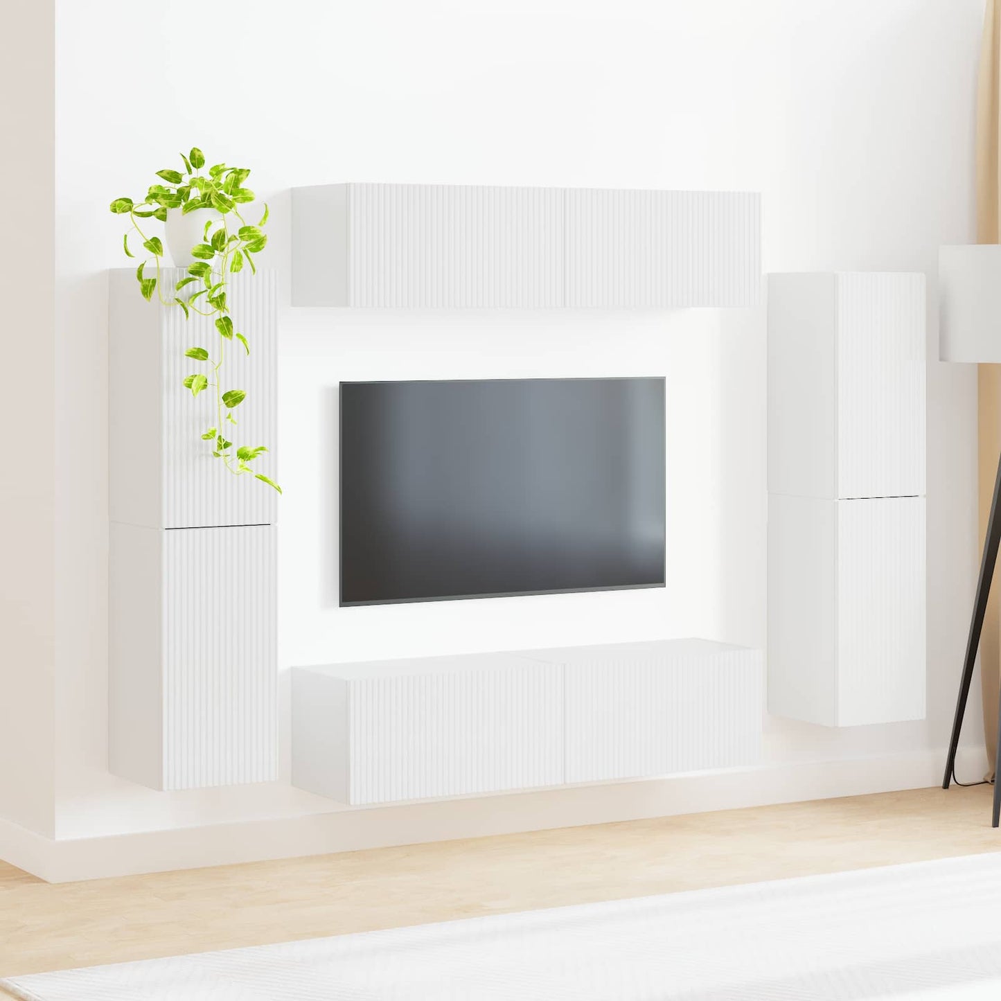 TV szekrény garnitúra 8 pcs Magas Fényű Fehér Faanyag