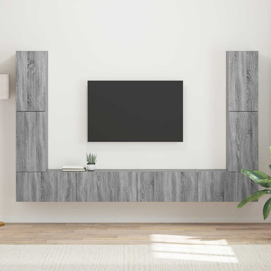 TV szekrény garnitúra 8 pcs Szürke Sonoma Faanyag
