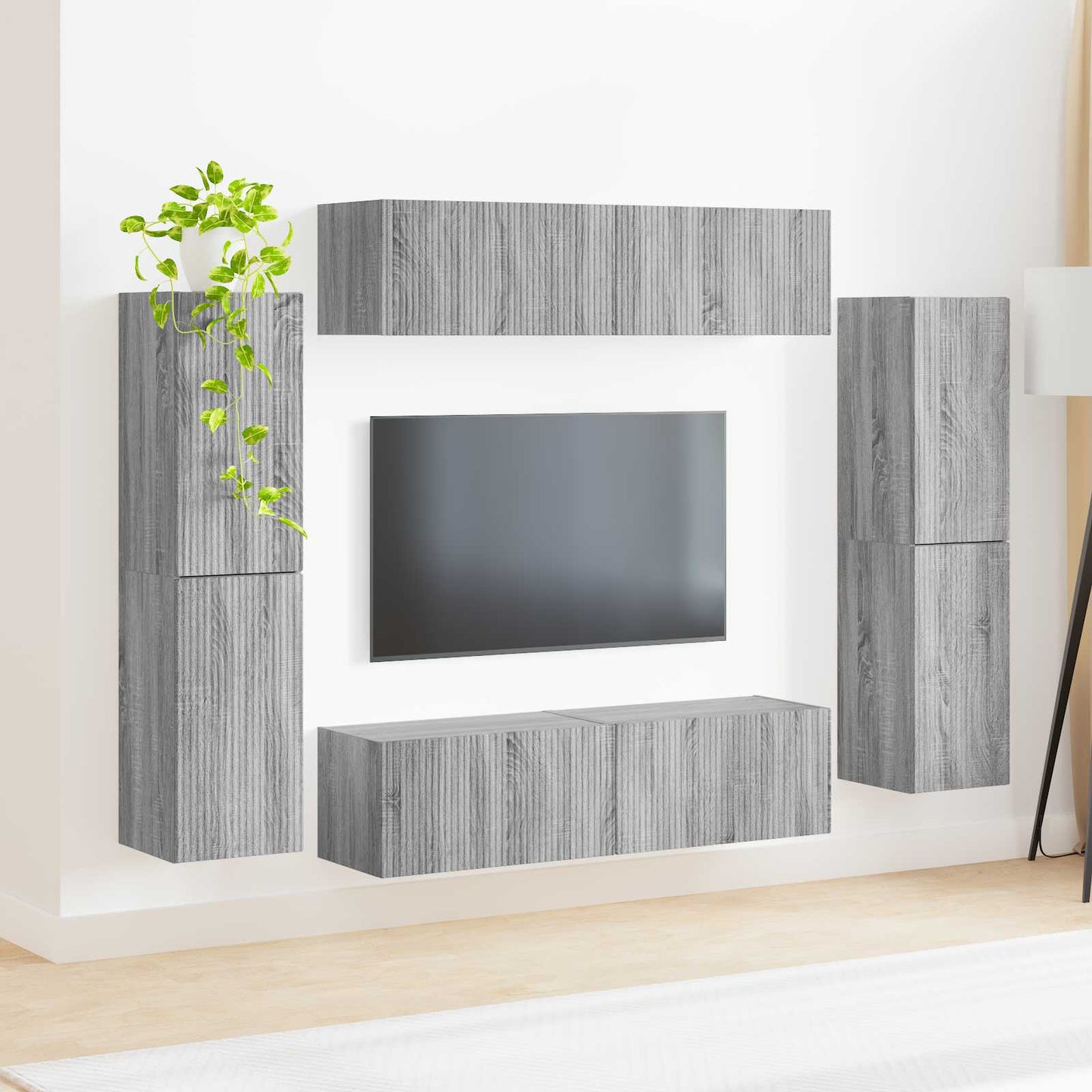 TV szekrény garnitúra 8 pcs Szürke Sonoma Szerelt Fa