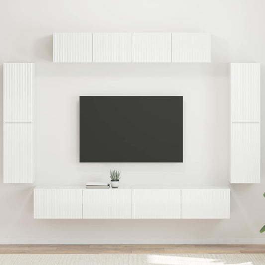 TV szekrény 8 pcs Magas Fényű Fehér