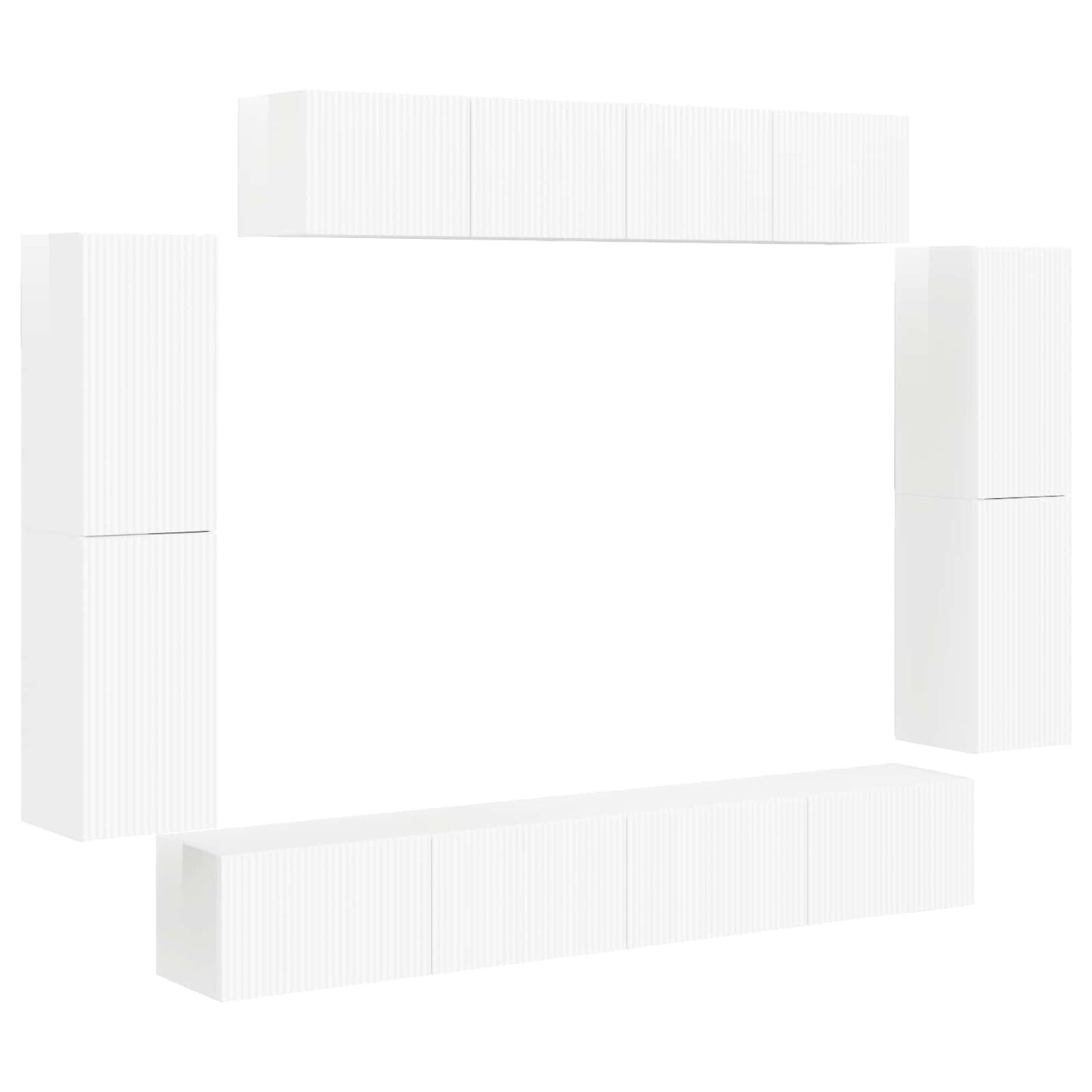 TV szekrény 8 pcs Magas Fényű Fehér
