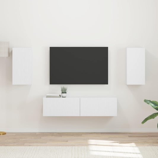 TV szekrény garnitúra 4 pcs Fehér Faanyag