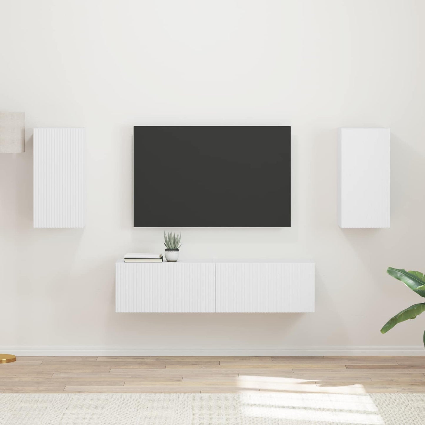 TV szekrény garnitúra 4 pcs Fehér Faanyag