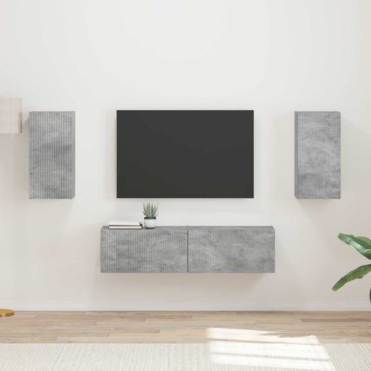 TV szekrény garnitúra 4 pcs Beton Szürke Faanyag