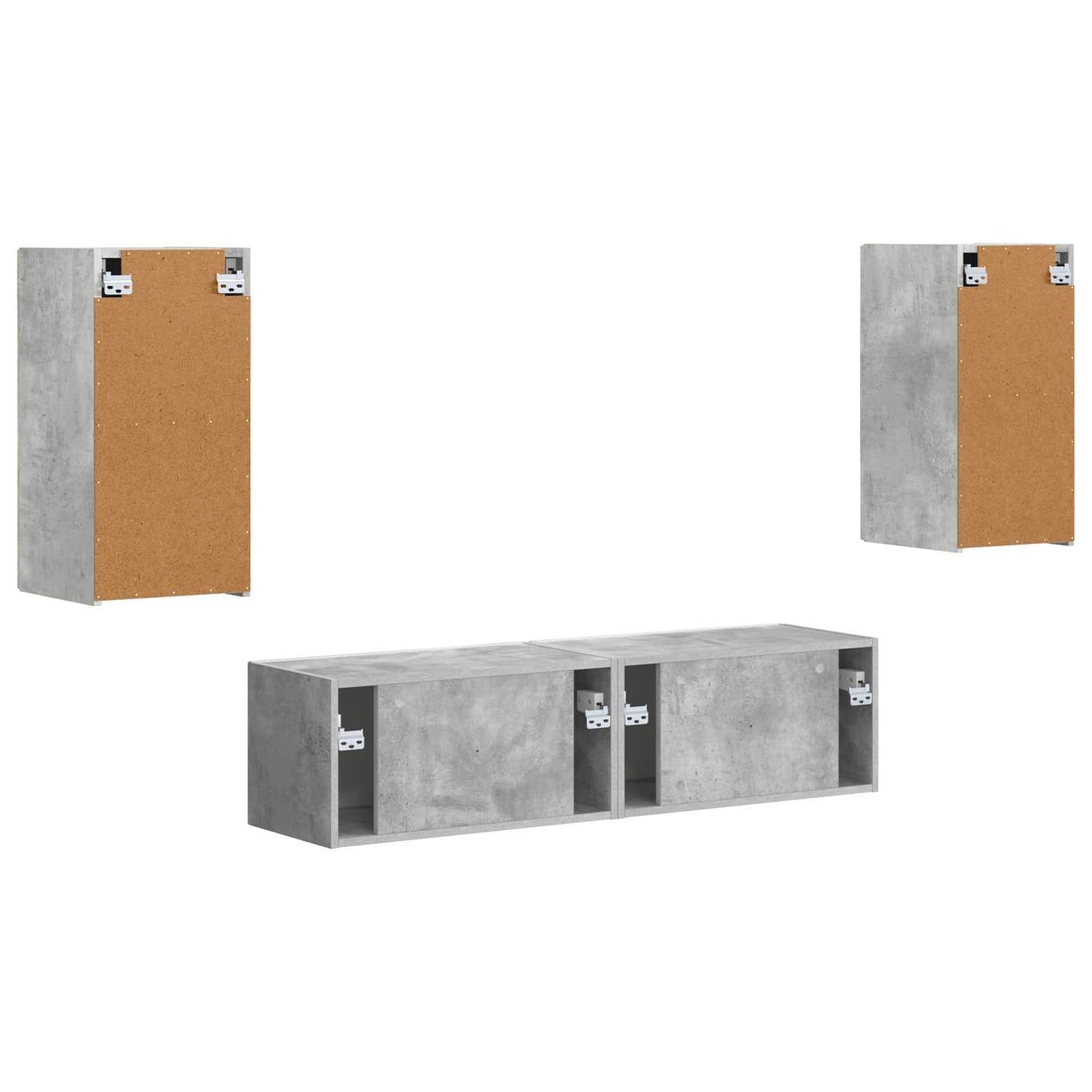 TV szekrény garnitúra 4 pcs Beton Szürke Szerelt Fa