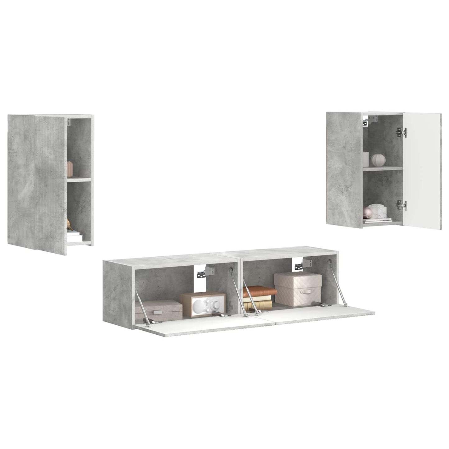 TV szekrény garnitúra 4 pcs Beton Szürke Szerelt Fa