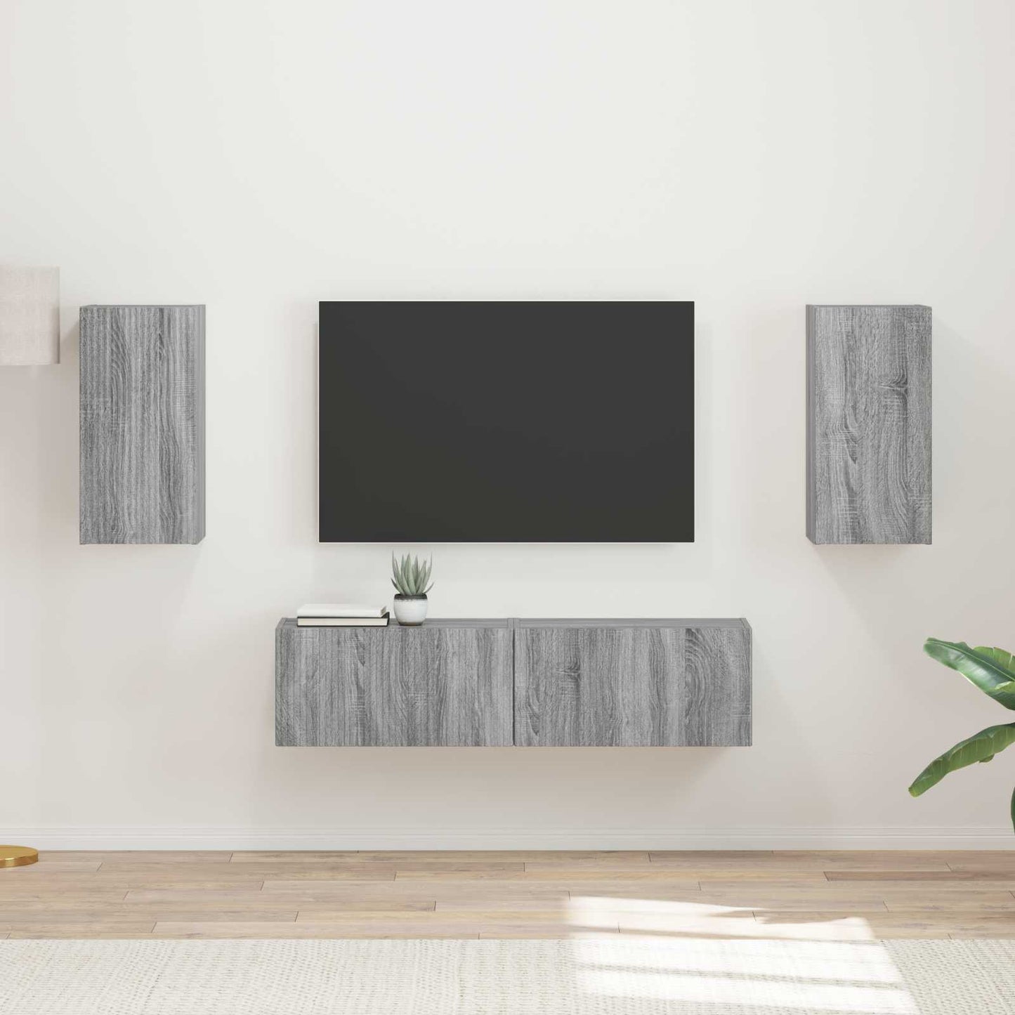 TV szekrény garnitúra 4 pcs Szürke Sonoma Szerelt Fa