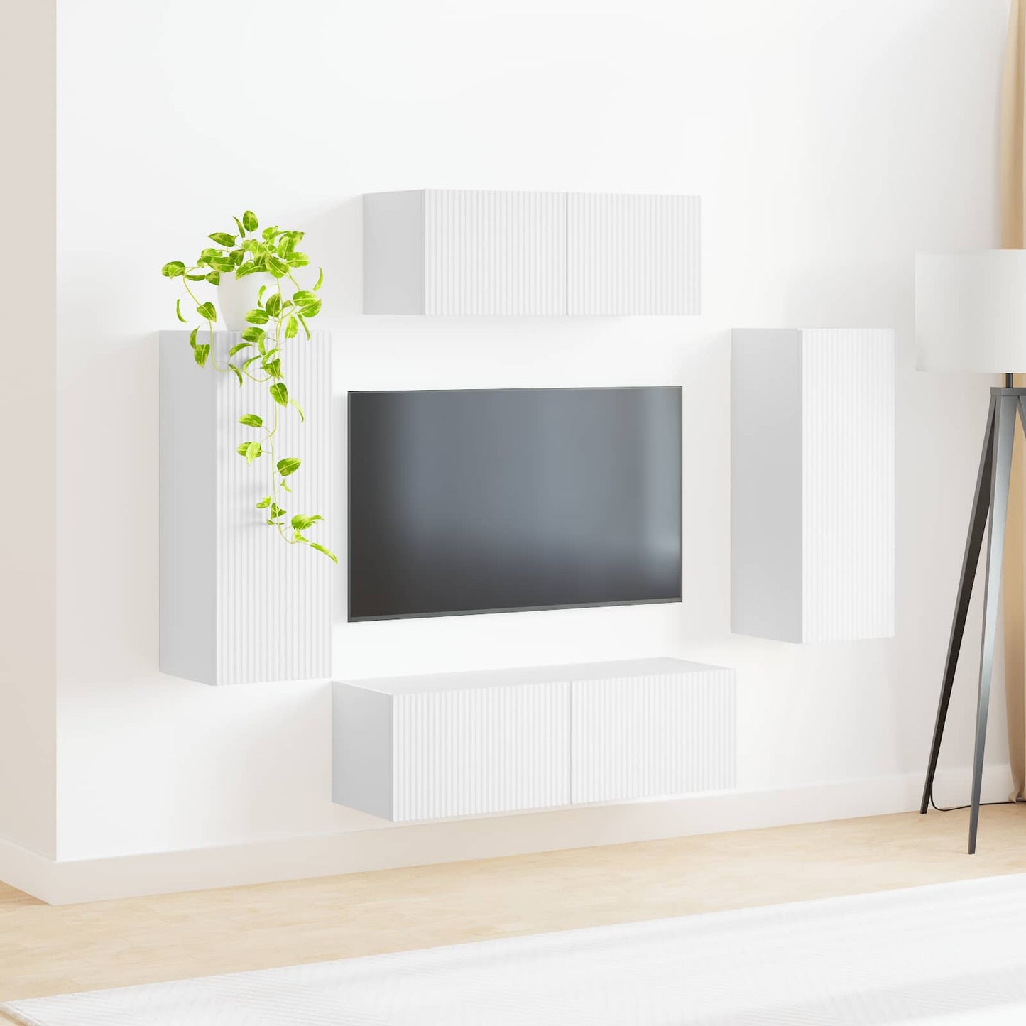 TV szekrény garnitúra 4 db Fehér Szerelt Fa