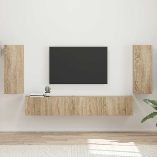 TV szekrény garnitúra 4 pcs Sonoma tölgy Faanyag