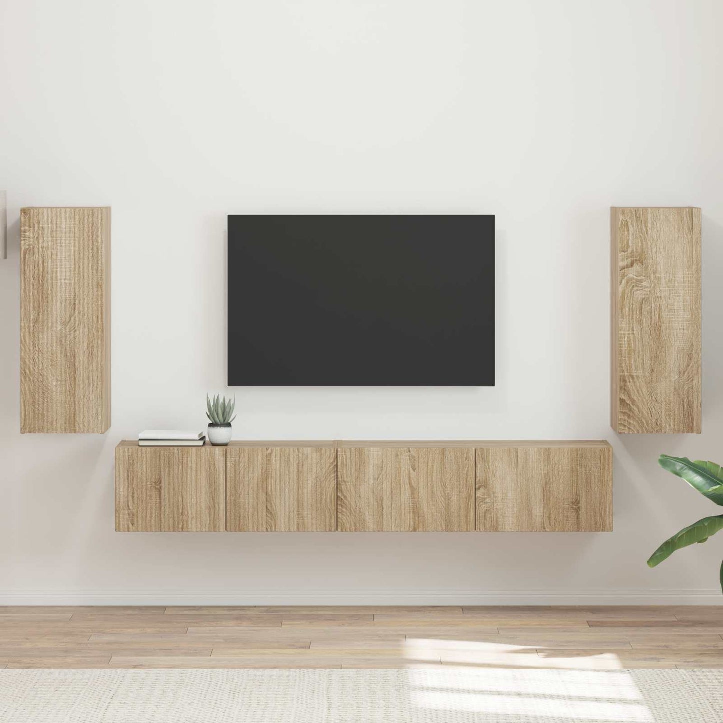 TV szekrény garnitúra 4 pcs Sonoma tölgy Szerelt Fa
