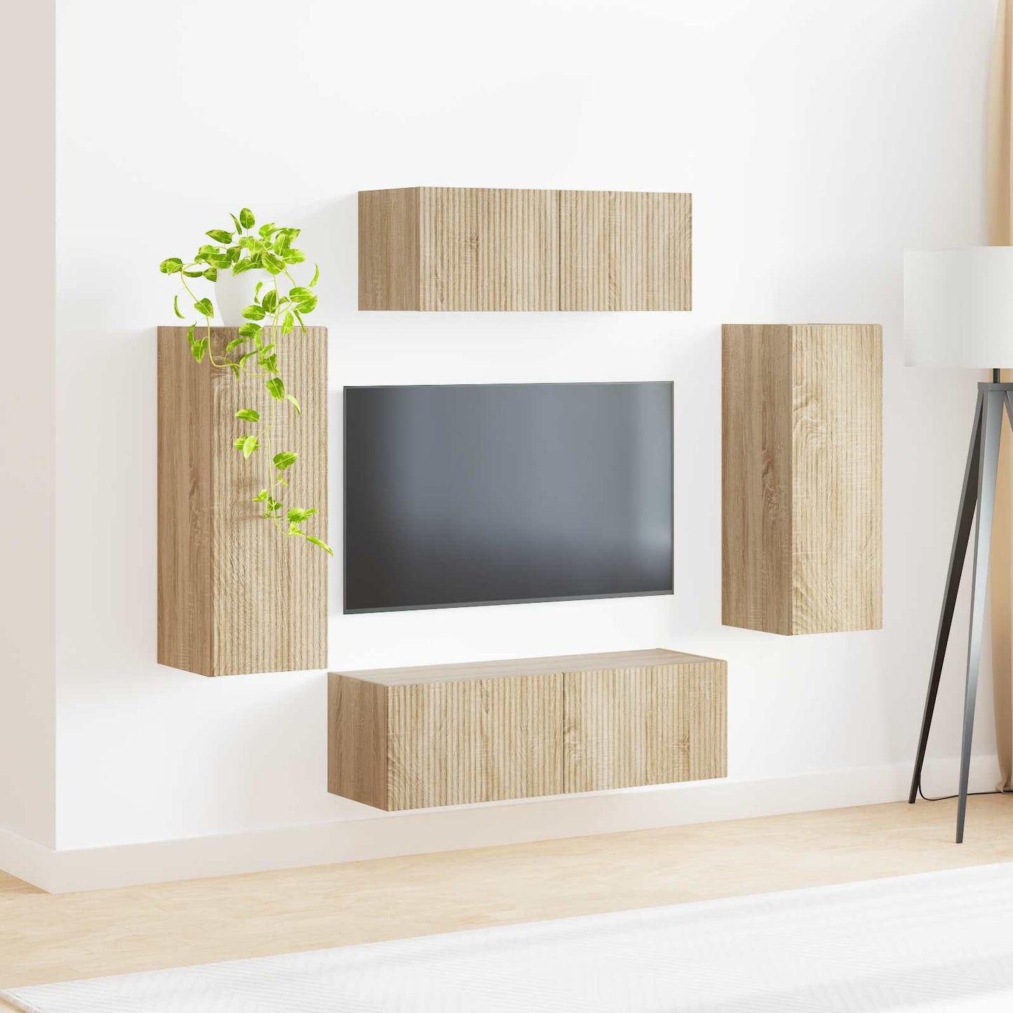 TV szekrény garnitúra 4 pcs Sonoma tölgy Szerelt Fa