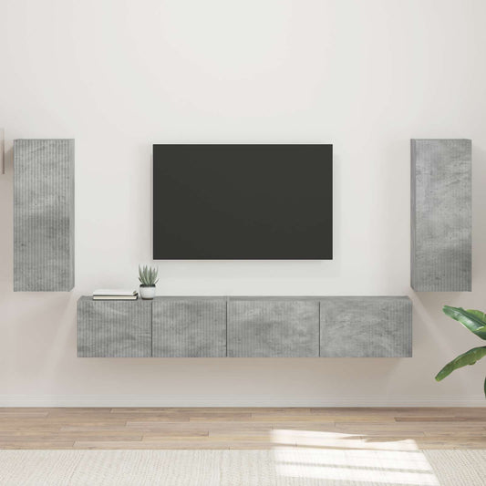 TV szekrény garnitúra 4 pcs Beton Szürke Faanyag