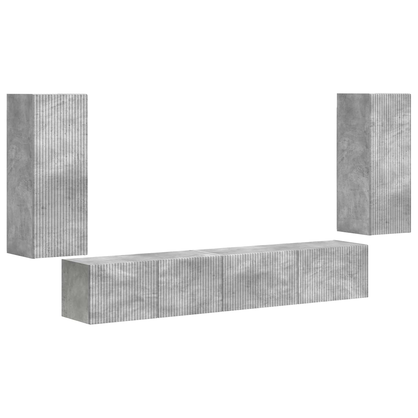 TV szekrény garnitúra 4 pcs Beton Szürke Szerelt Fa