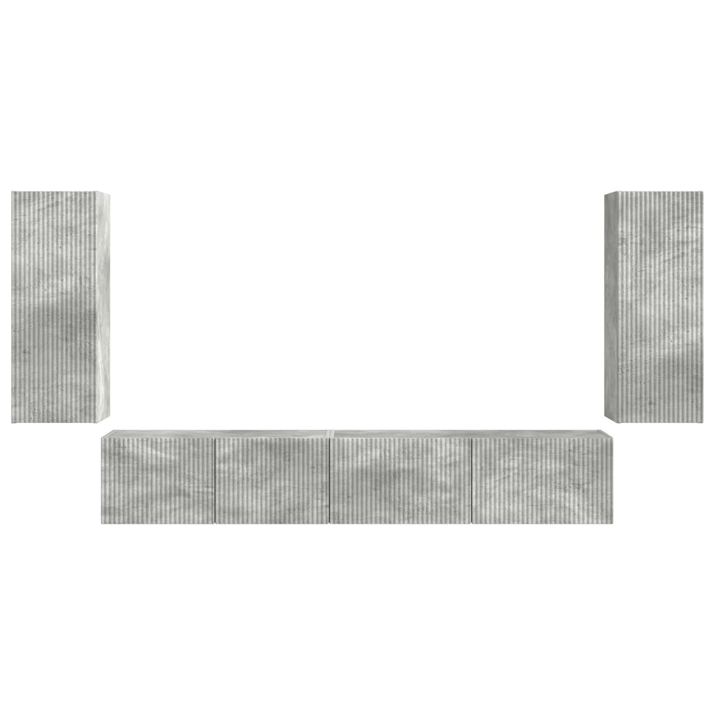 TV szekrény garnitúra 4 pcs Beton Szürke Szerelt Fa