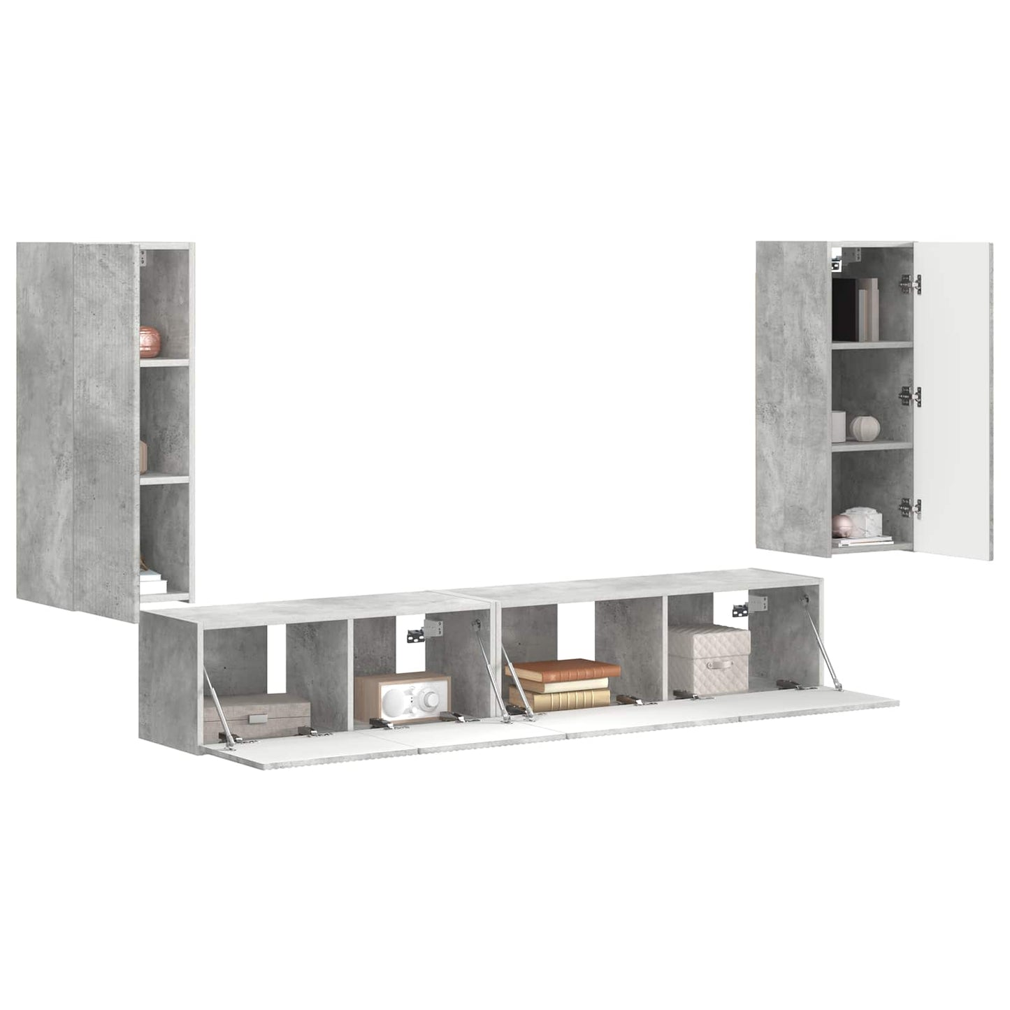 TV szekrény garnitúra 4 pcs Beton Szürke Szerelt Fa