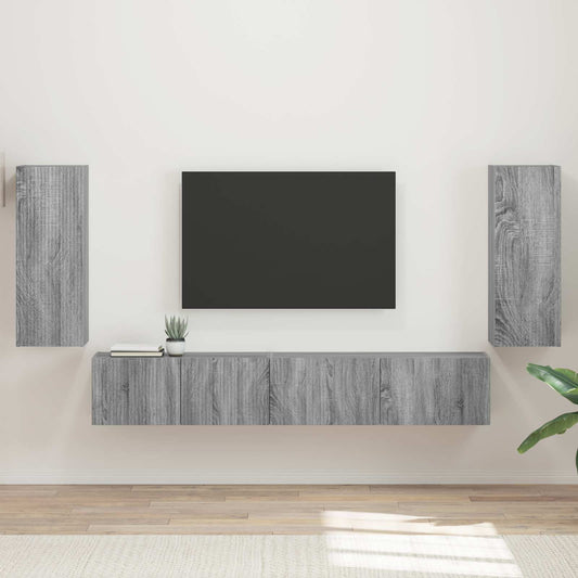 TV szekrény garnitúra 4 pcs Szürke Sonoma Faanyag