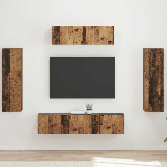 TV szekrény 5 pcs Öreg fa