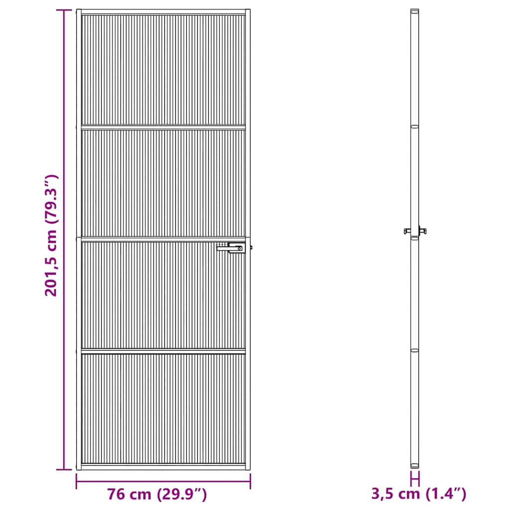 Otthoni ajtó 76 x 201,5 x 3,5 cm Alumínium és Edzett Üveg